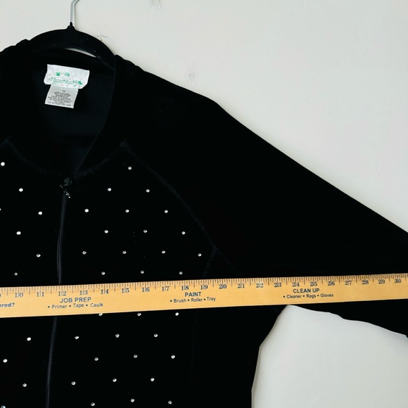 The quicker factory black Velour rhinestone zip up jacket woman’s 1X - Picture 4 of 8